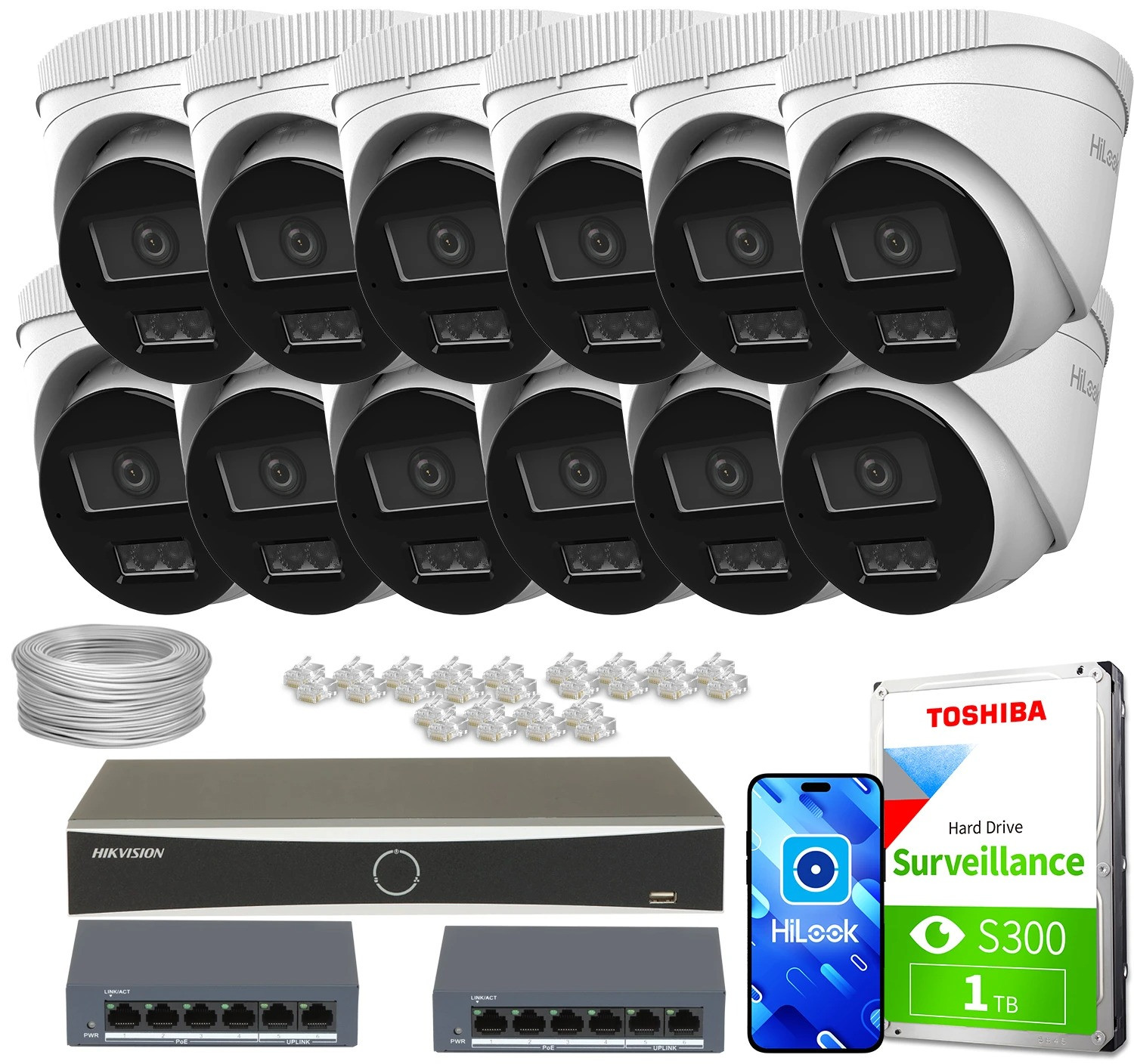 Monitorovací sada dům firma 12x IPCAM-T4-30DL 4MPx Dual-Light audio switch