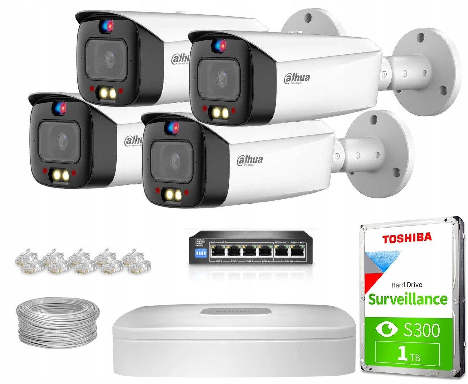 Domácí monitorovací sada od Ip 4x IPC-HFW3549T1-AS-PV-0280B-S4 5MPx audio