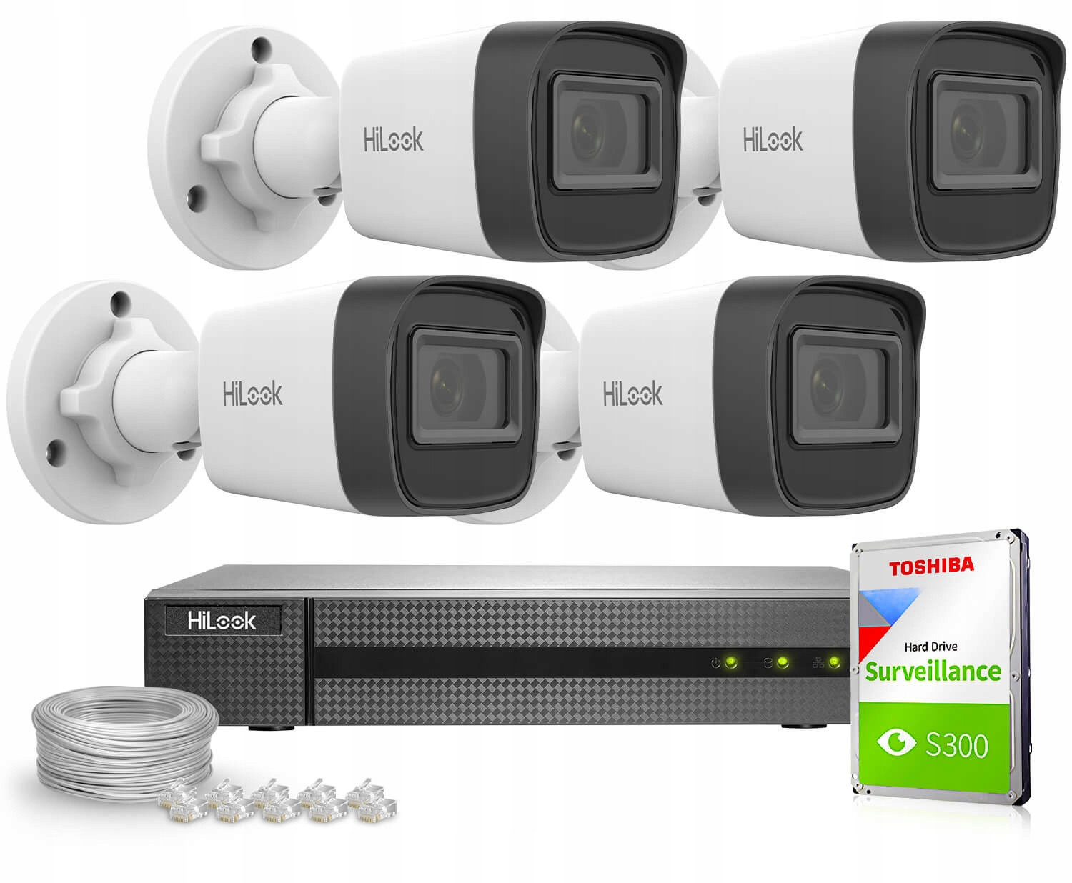 Monitorovací sada 4x IPCAM-B4-P 2K+ PoE Ir 20m H.265+ IP67 Hilook