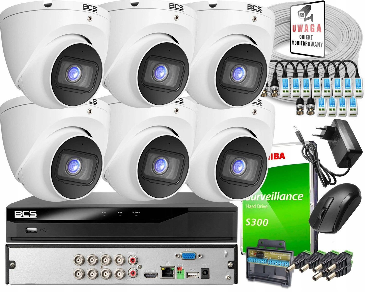 Monitorovací sada domácnost firma 6x BCS-EA15FSR3 5MPx BCS-L-XVR0801-4KE-IV