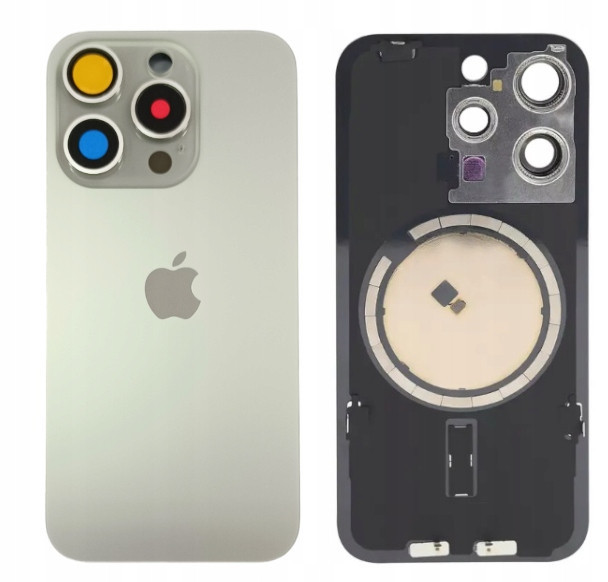 Jednopólová klapka Zadní Kryt pro iPhone 15 Pro Titanium s rámečkem a magnety Hq