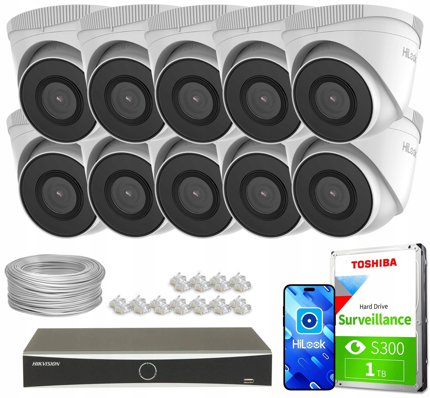 Domácí monitorovací sada firma obchod kamera 10x IPCAM-T5 5MPx Ir 30m