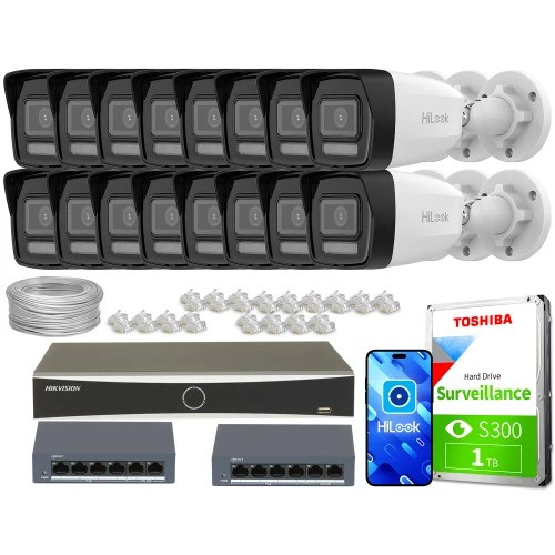 Domácí monitorovací sada firma Ip 16x IPCAM-B2-30DL 2MP IR30 audio switch