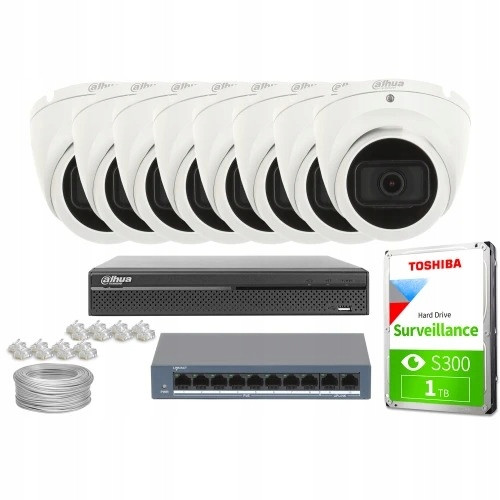 Monitorovací set dům firma Ip kamera 8x IPC-HDW1530T-0280B-S6 5Mpx audio