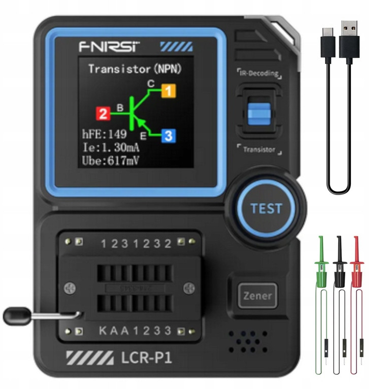 Fnirsi LCR-P1 Tester Tranzitérů Komponentů, Ruční Multimetr, 1,44