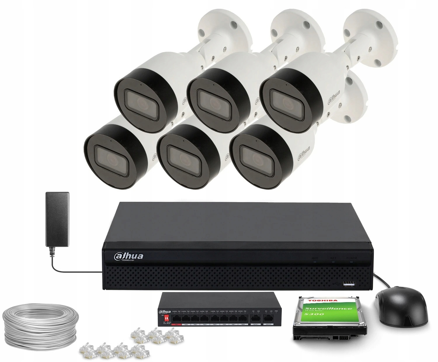 Ip monitorovací set 6x IPC-HFW1530SP-0280B-S6 5MPx mikrofon