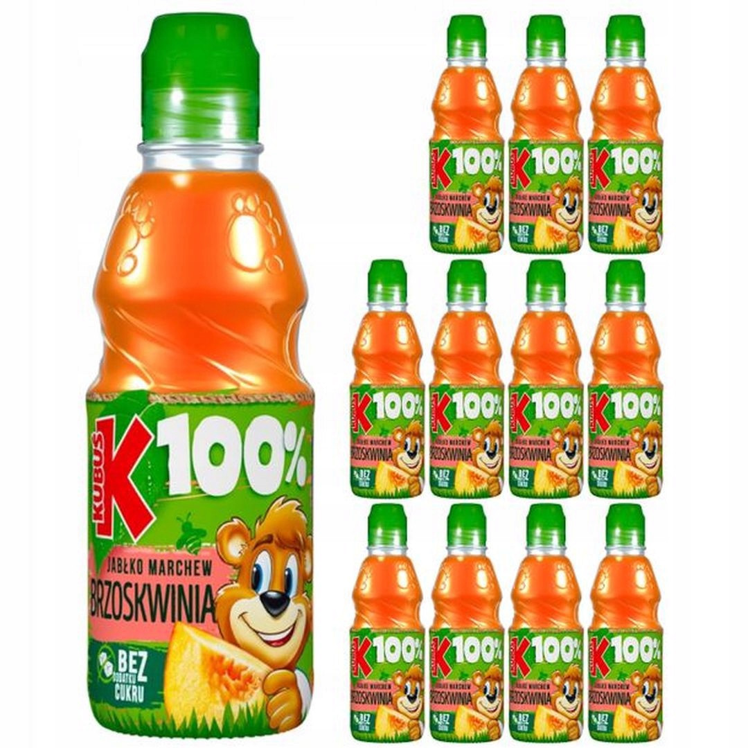 Kubuś 100% šťáva jablko broskev 300 ml 12 kusů