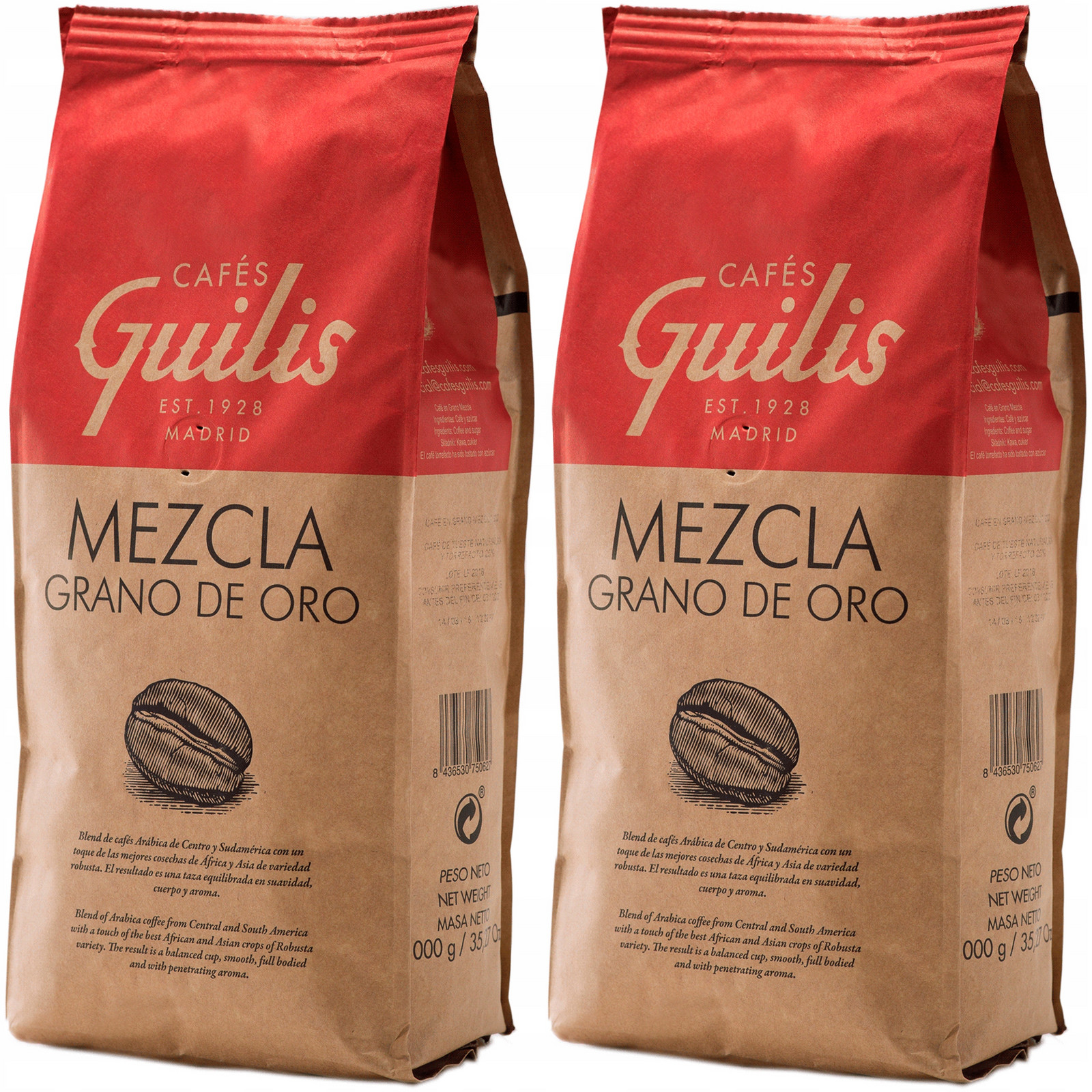 Káva Zrnková Mezcla Grano Oro z pražírny Cafes Guilis 2kg Káva do Kávovaru