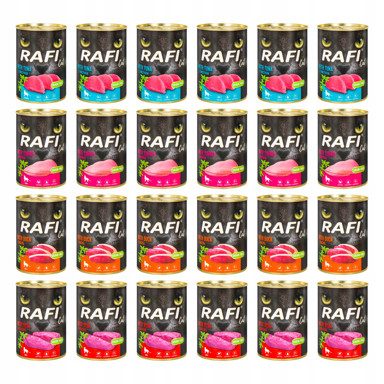 RafiI cat mokré krmivo pro kočky MIX Chutí 24x400 g