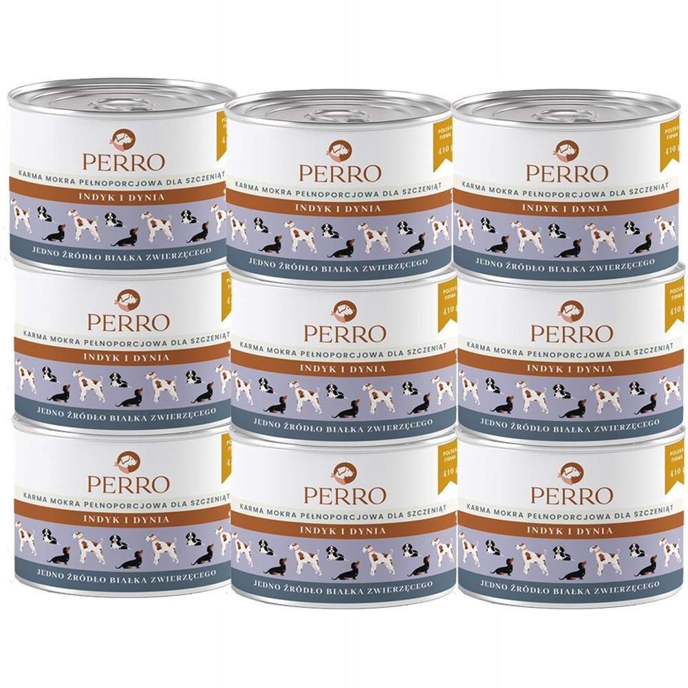 Perro vlhké krmivo pro štěňata Krůta a dýně pro štěňata 12x410 g