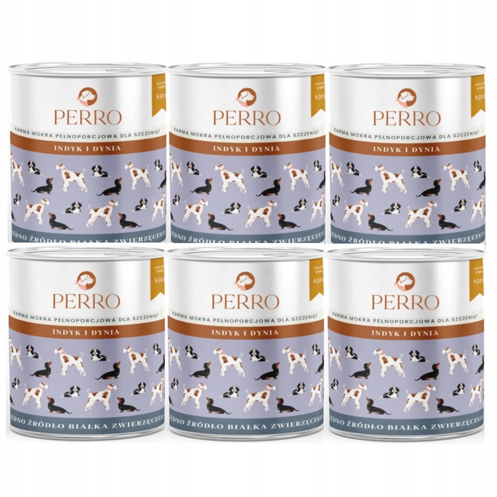 Perro mokré krmivo pro psa štěňat Krůta a dýně 6x850 g