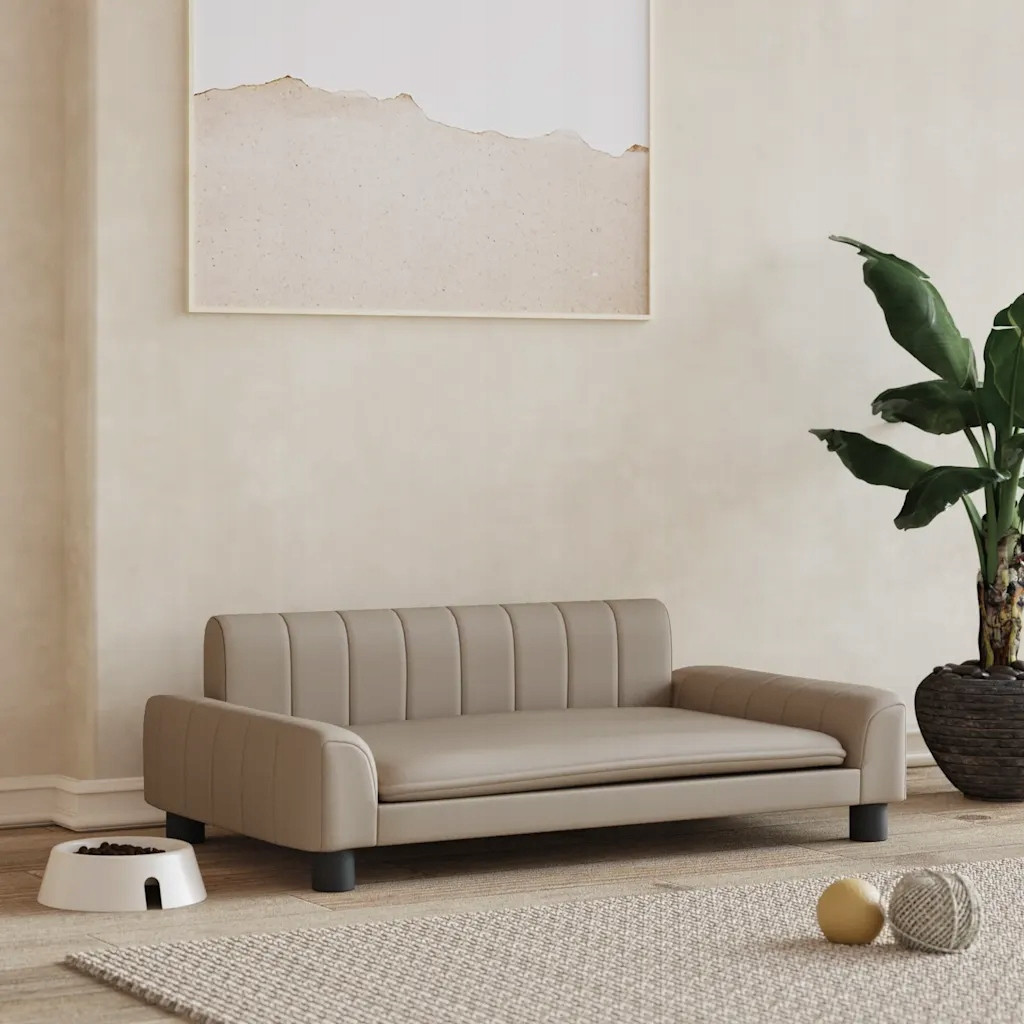 Pelíšek pro psy cappuccino 90 x 53 x 30 cm umělá kůže Hnědá 171856