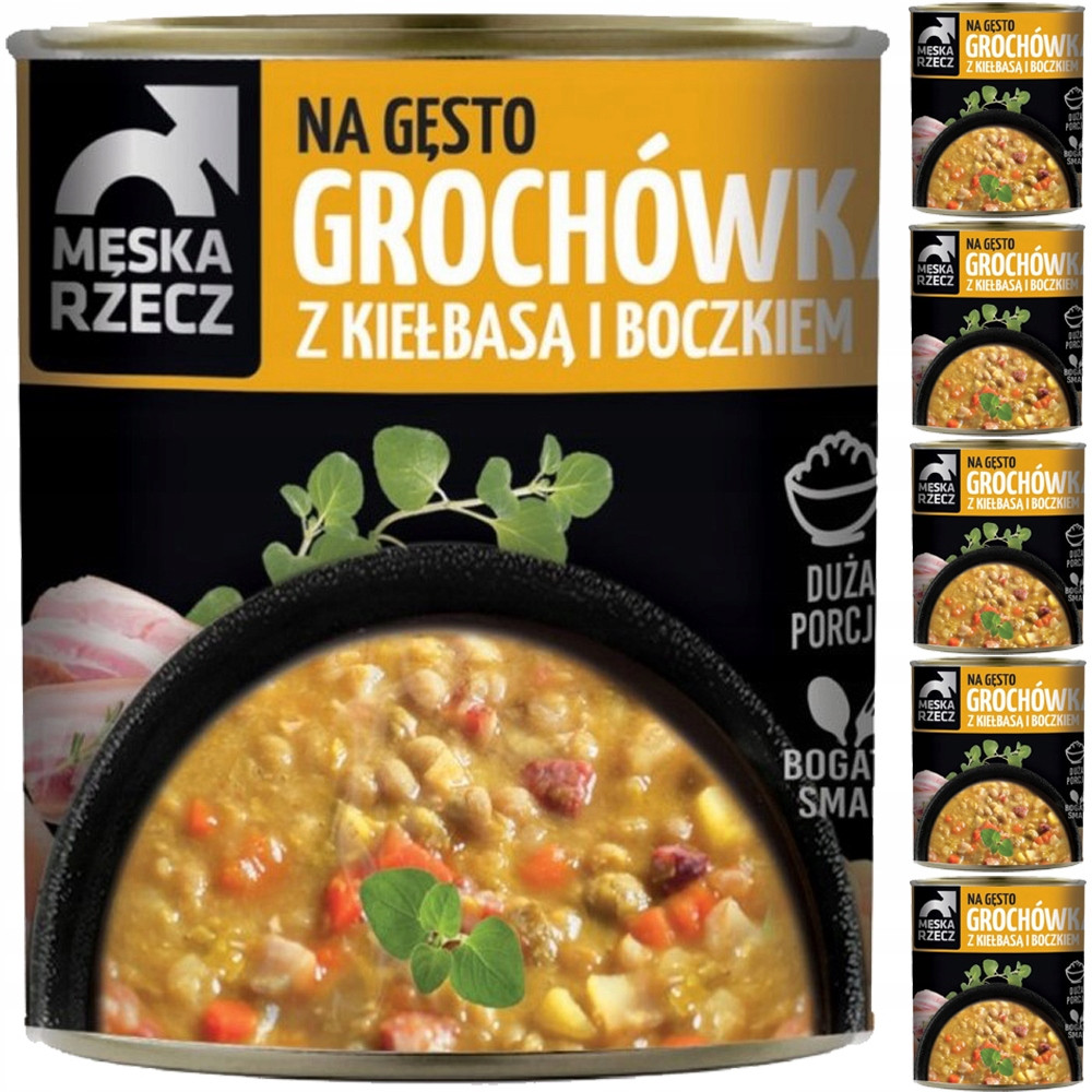 Pánská Věc Hrachovka S Klobásou A Bočnicí, hotové jídlo 830 g, velká porce