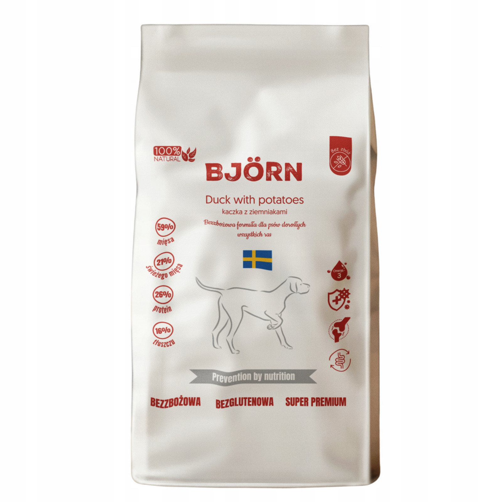 Suché Krmivo Pro Psy Bez Obilovin S Kachnou Bjorn Premium 60% Masa 5 kg
