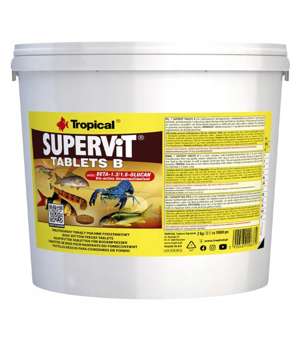 Tropical Supervit Tablets B – Krmivo potápějící se tablety s be