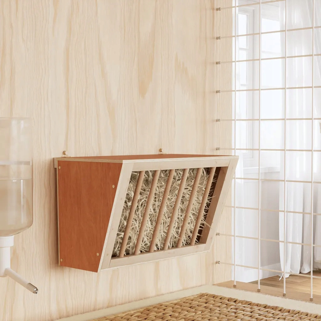 Seník pro králíky 37 x 18,5 x 23 cm masivní jedlové dřevo Hnědá 172424