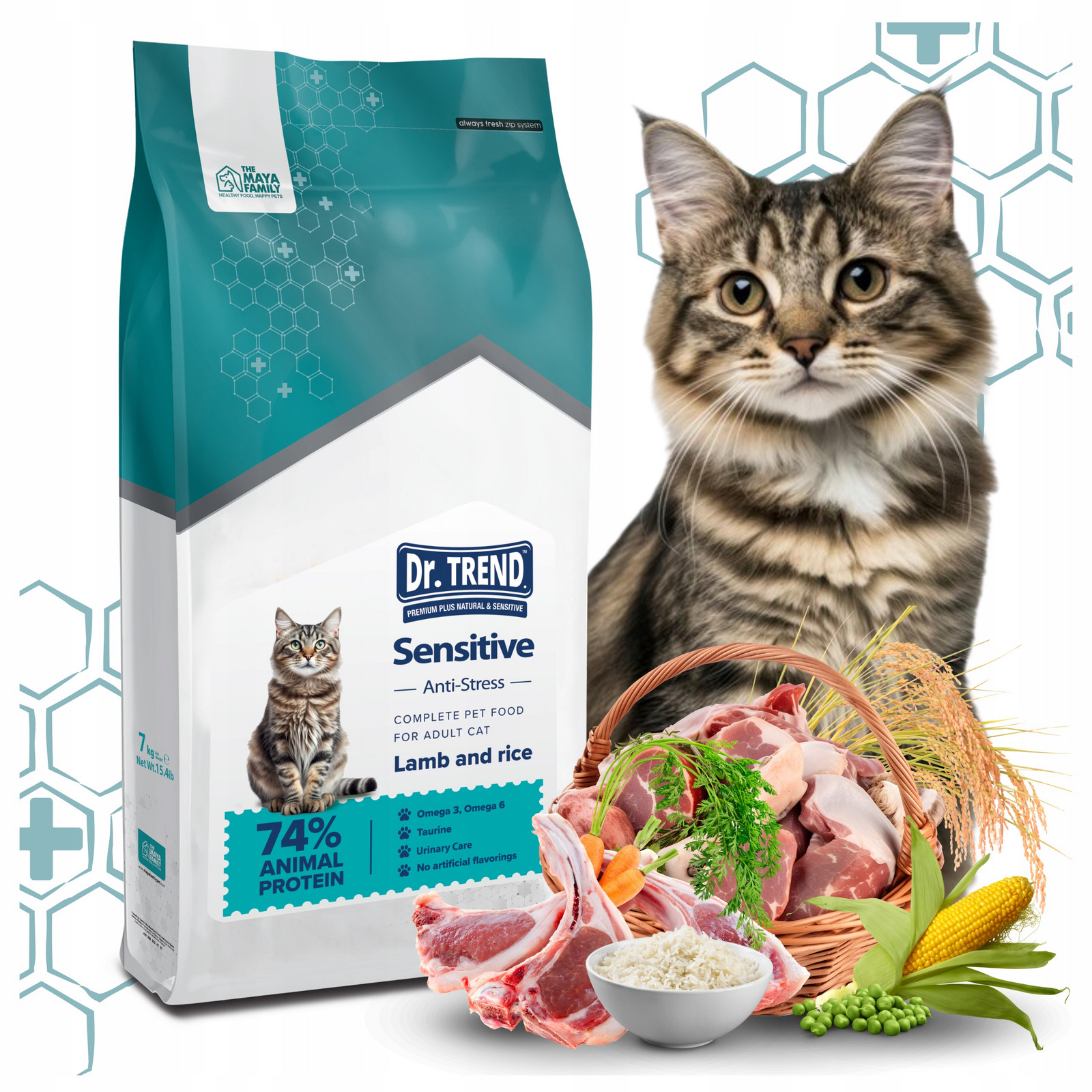 Dr.trend Premium krmivo krmivo pro kočky Sensitive Jehněčí A Rýže 7 kg