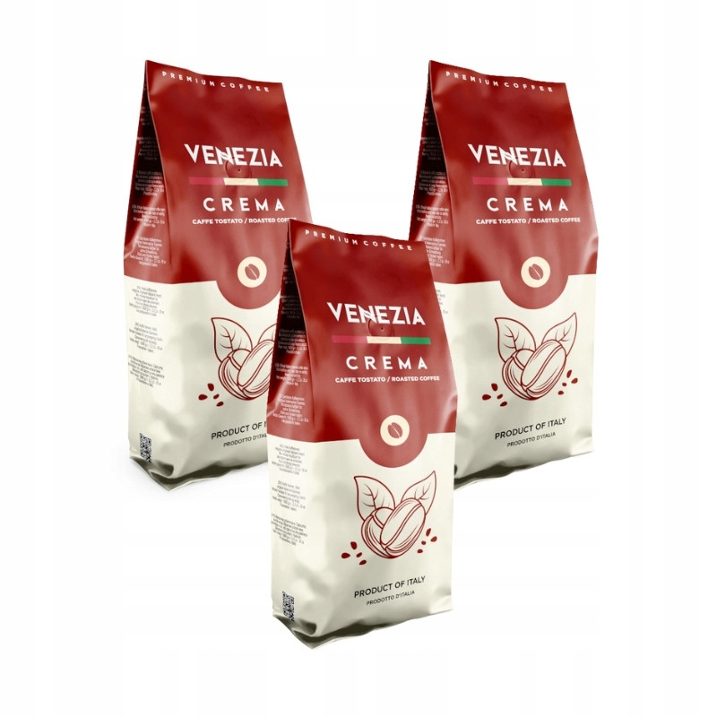 Káva zrnková Venezia Crema pražená italská sada 3 kg Káva
