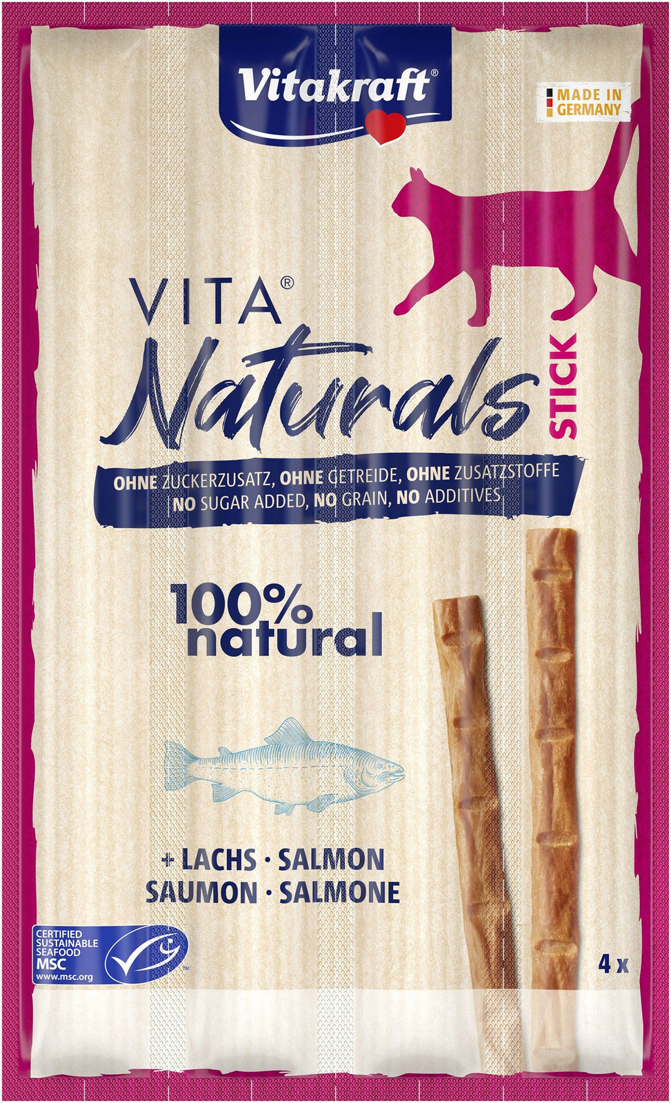 Vitakraft Vita Naturals,tyč, Losos Msc