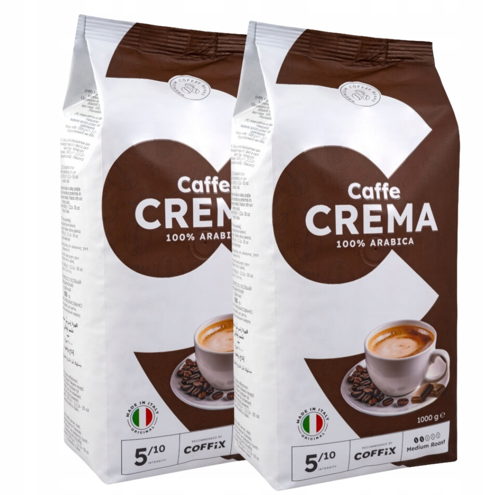 Káva zrnková Caffe Crema 100% Arabica 1kg x2 italská káva Coffix