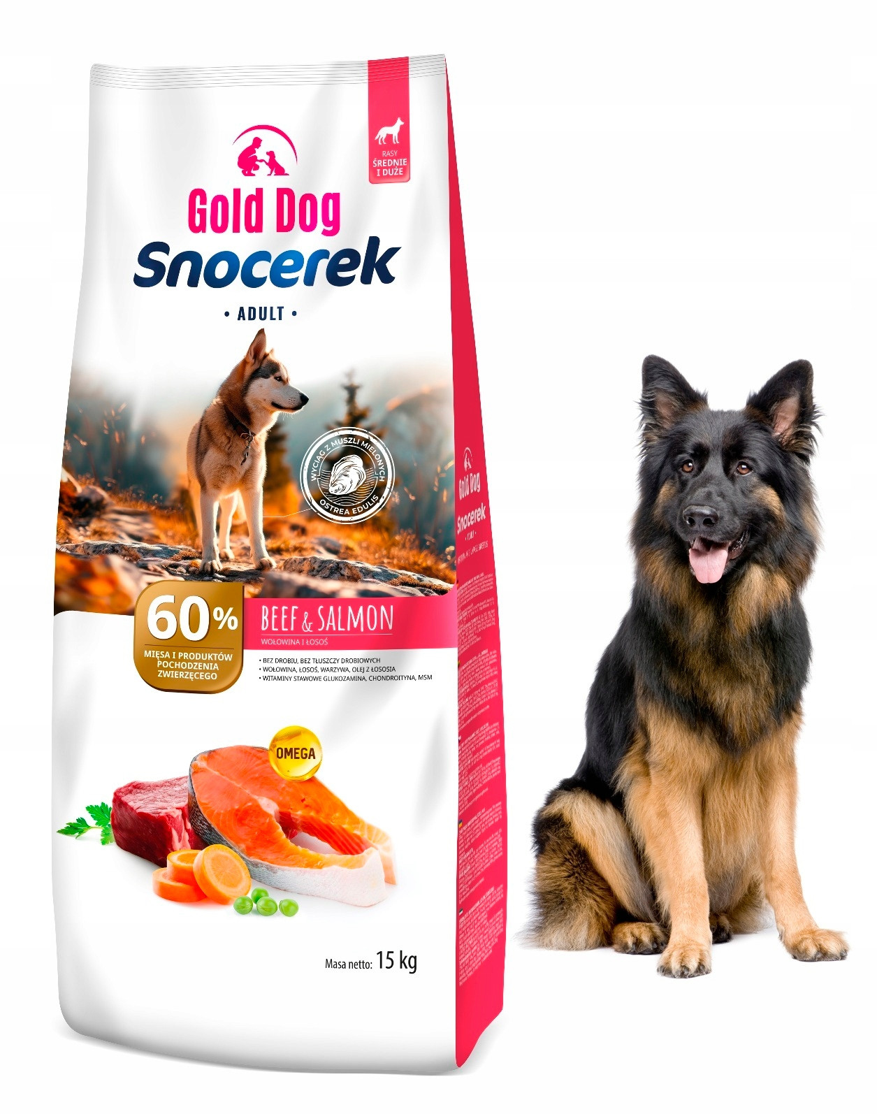 Suché krmivo pro ovčáka Gold Dog Snocerek 15 kg bez drůbeže