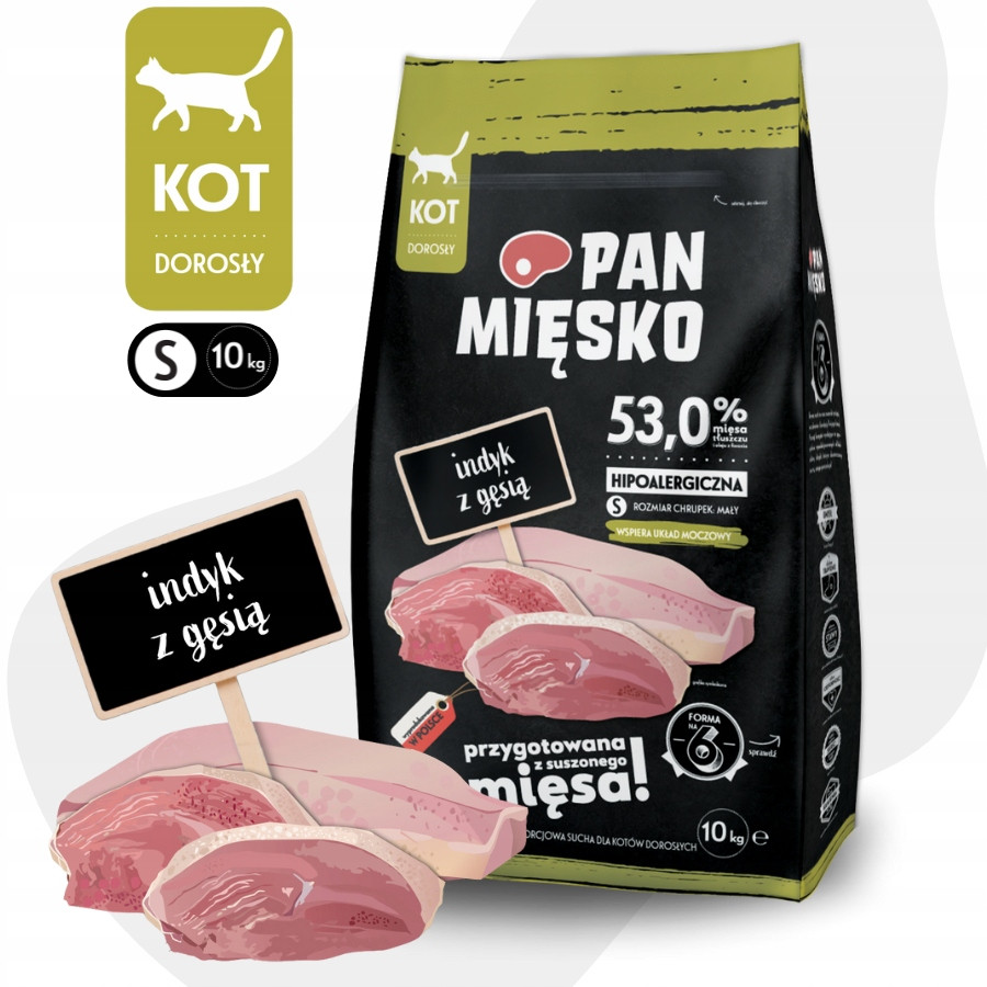 Pan Mięsko Krmivo suché pro kočky Sušený Krůta s Husou Malé křupky S 10kg