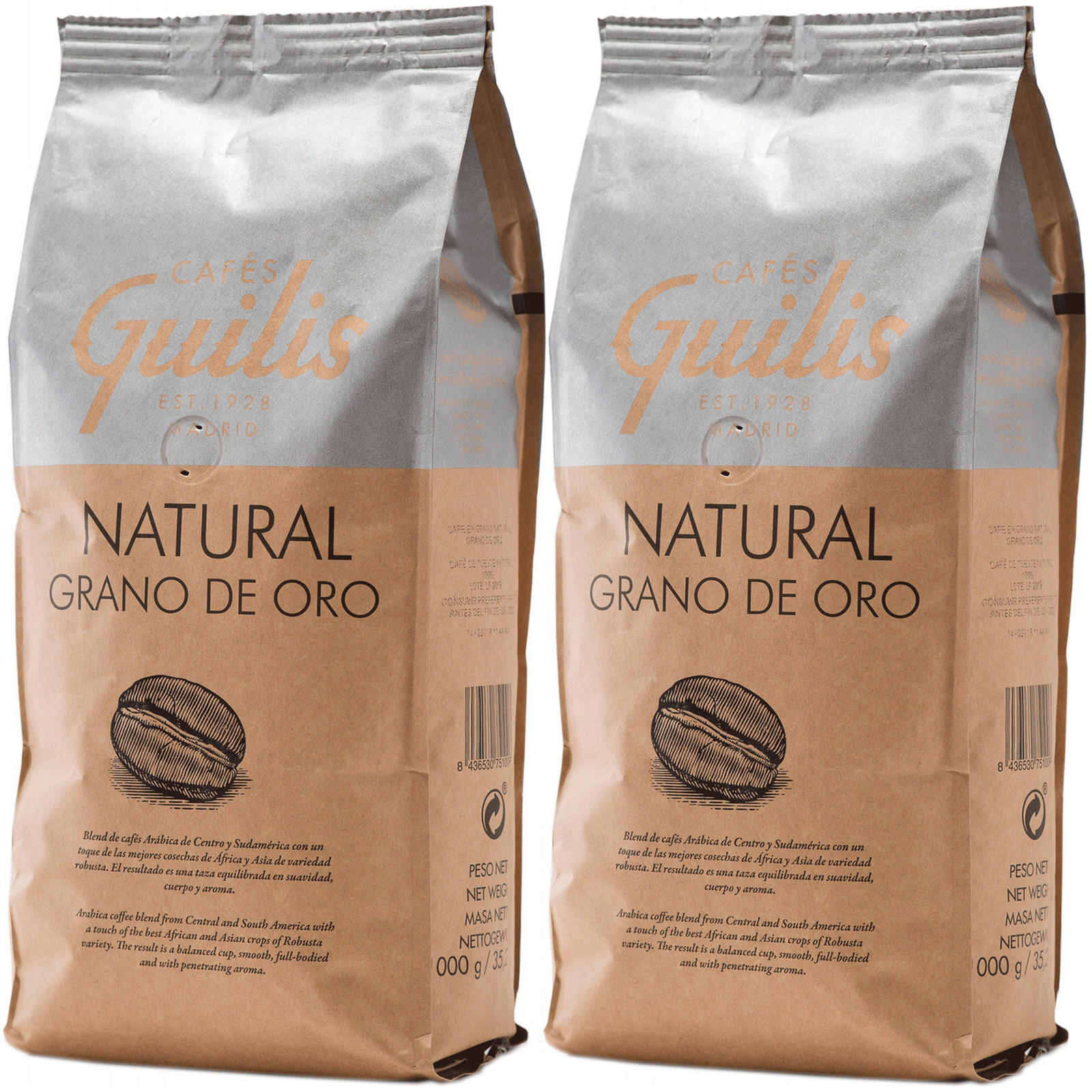 Káva do kávovaru Natural Grano Oro 2x1kg z pražírny Cafes Guilis