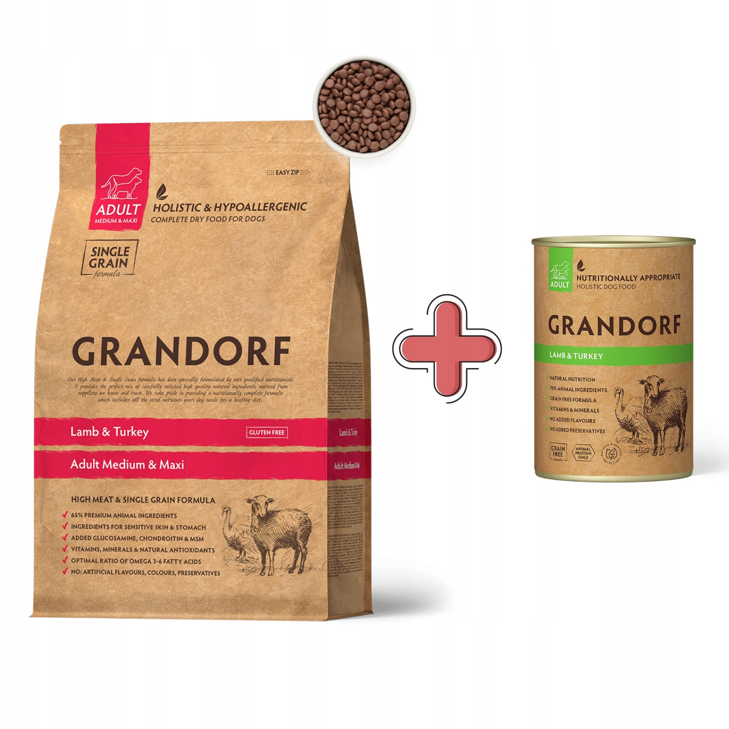 Grandorf Lamb Turkey Adult Medium Maxi Breeds 10 kg+ Bonus