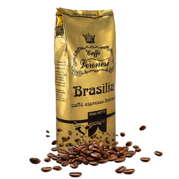 Káva italská káva zrnková Veronesi Brasilia 1kg ořechy čokoláda