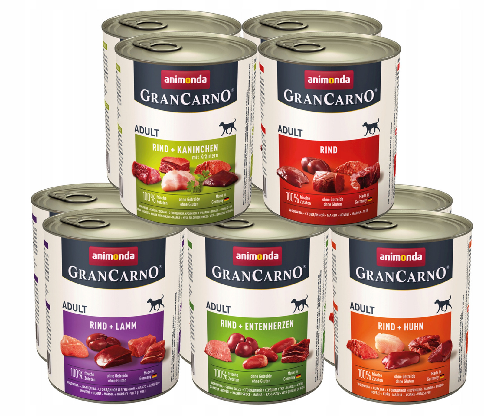 Animonda GranCarno Adult MIX 5 příchutí Hovězí Bez Vepřového Masa 10x800g