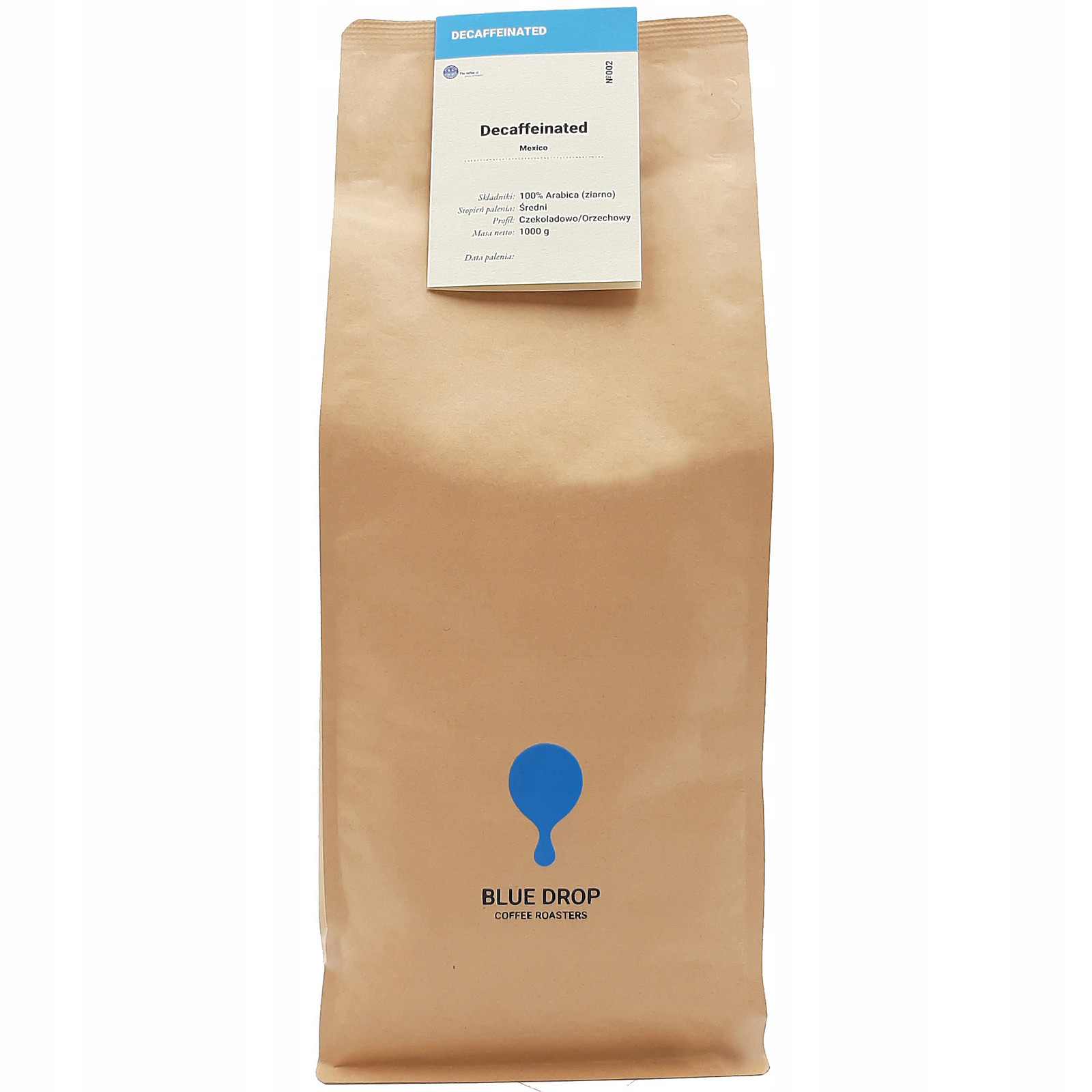 Káva zrnková Bez Kofeinu 100% Arabica Čerstvě pražená Blue Drop 1kg