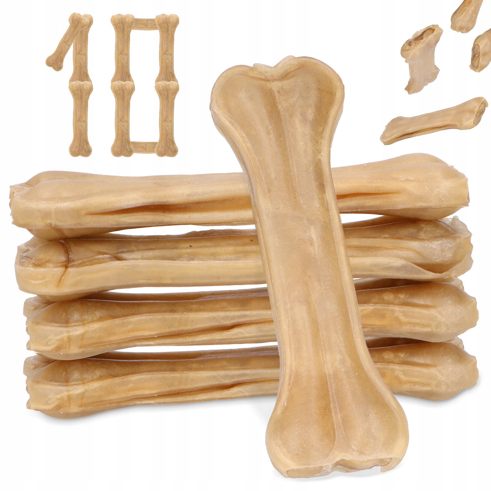 10x Kost Psa Lisovaná Přírodní 16cm Kousátko Příchutě Žvýkací Pochoutky Hovězí
