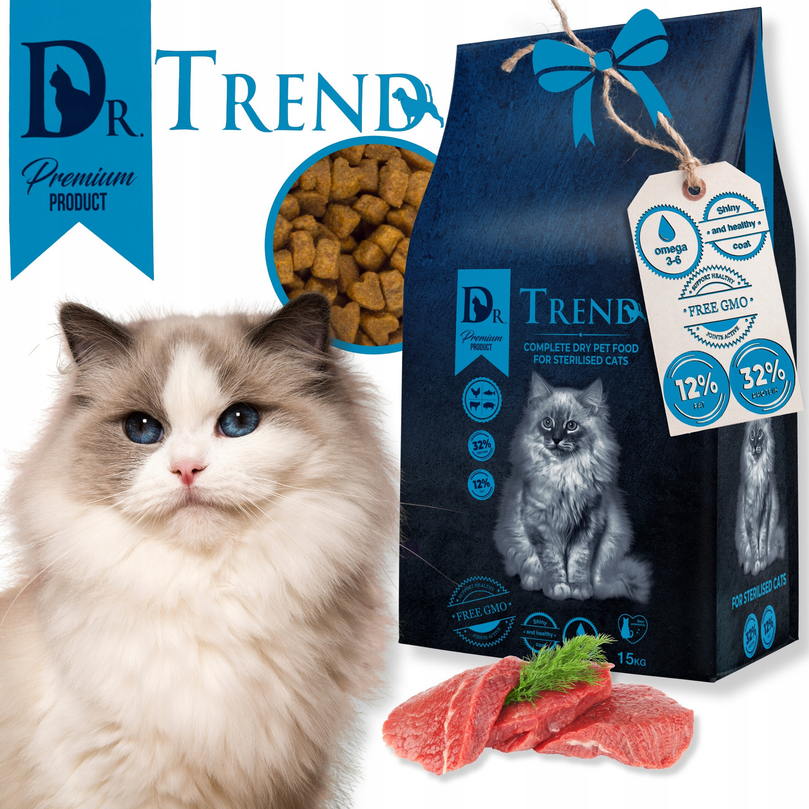 Dr. Trend „Sterilised“ Premium suché krmivo pro kočky 15 kg