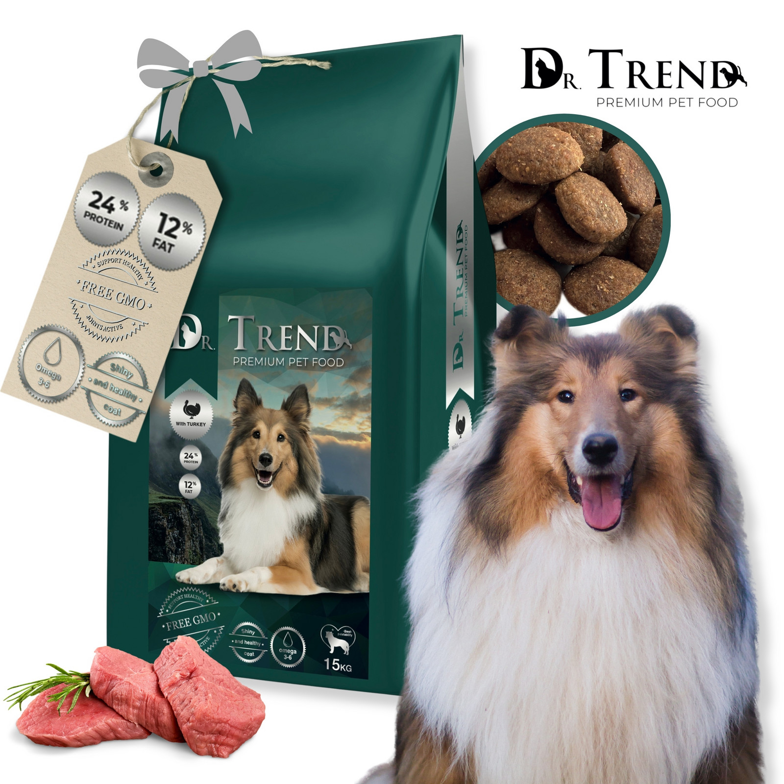 Dr. Trend Premium suché krmivo pro psy středních plemen 15 kg Dárek