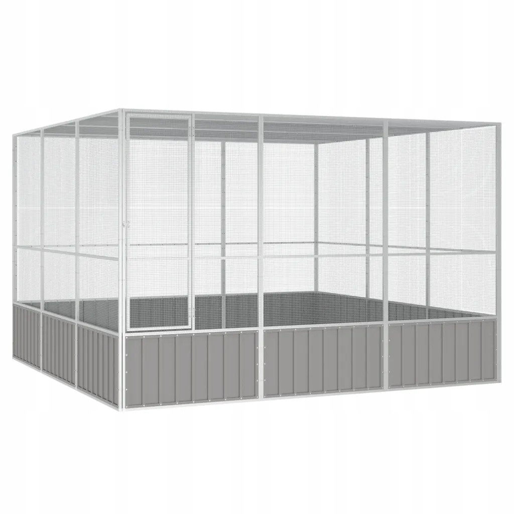 Voliéra, šedá, 302,5x324,5x211,5 cm, galvanizovaná