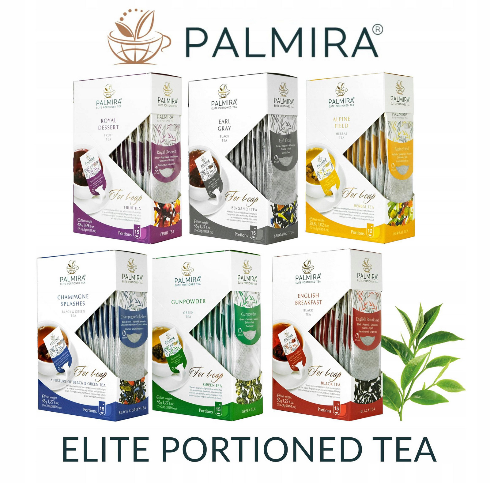 Sada 6 deluxe čajů Palmira Černá Zelená Ovocná Bylinná Smíšená