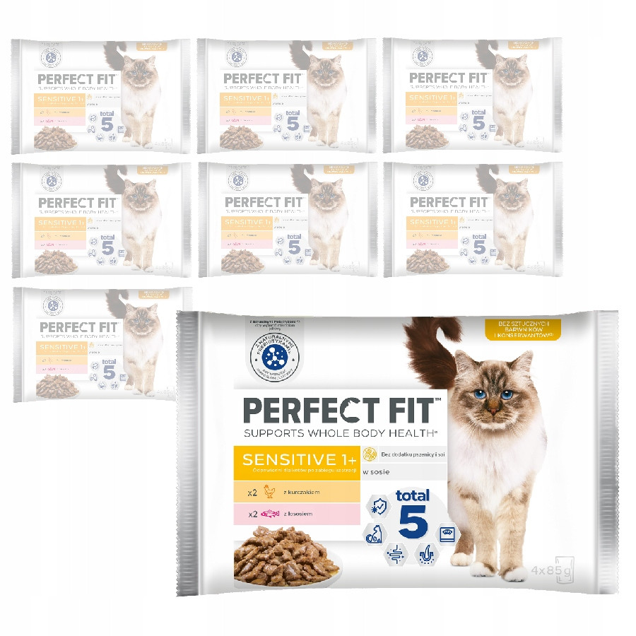 Perfect Fit Sensitive 1+ 32x85g Krmivo Pro Kočky Kuře A Losos V Omáčce