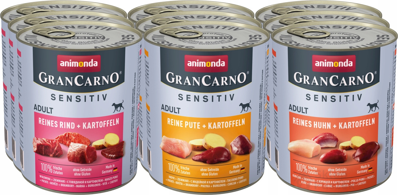 Animonda Pes GranCarno Sensitive mix chutí s bramborami Set 800g x9