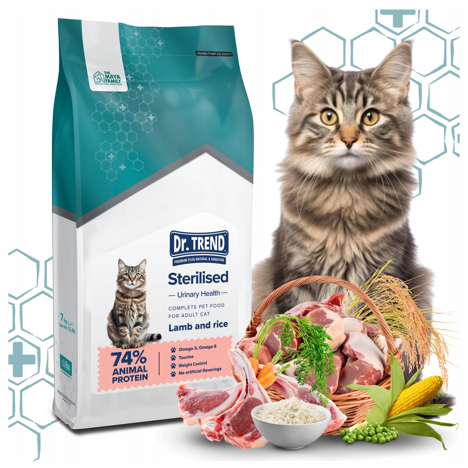 Dr.trend Premium krmivo pro sterilizované kočky Jehněčí A Rýže 7 kg