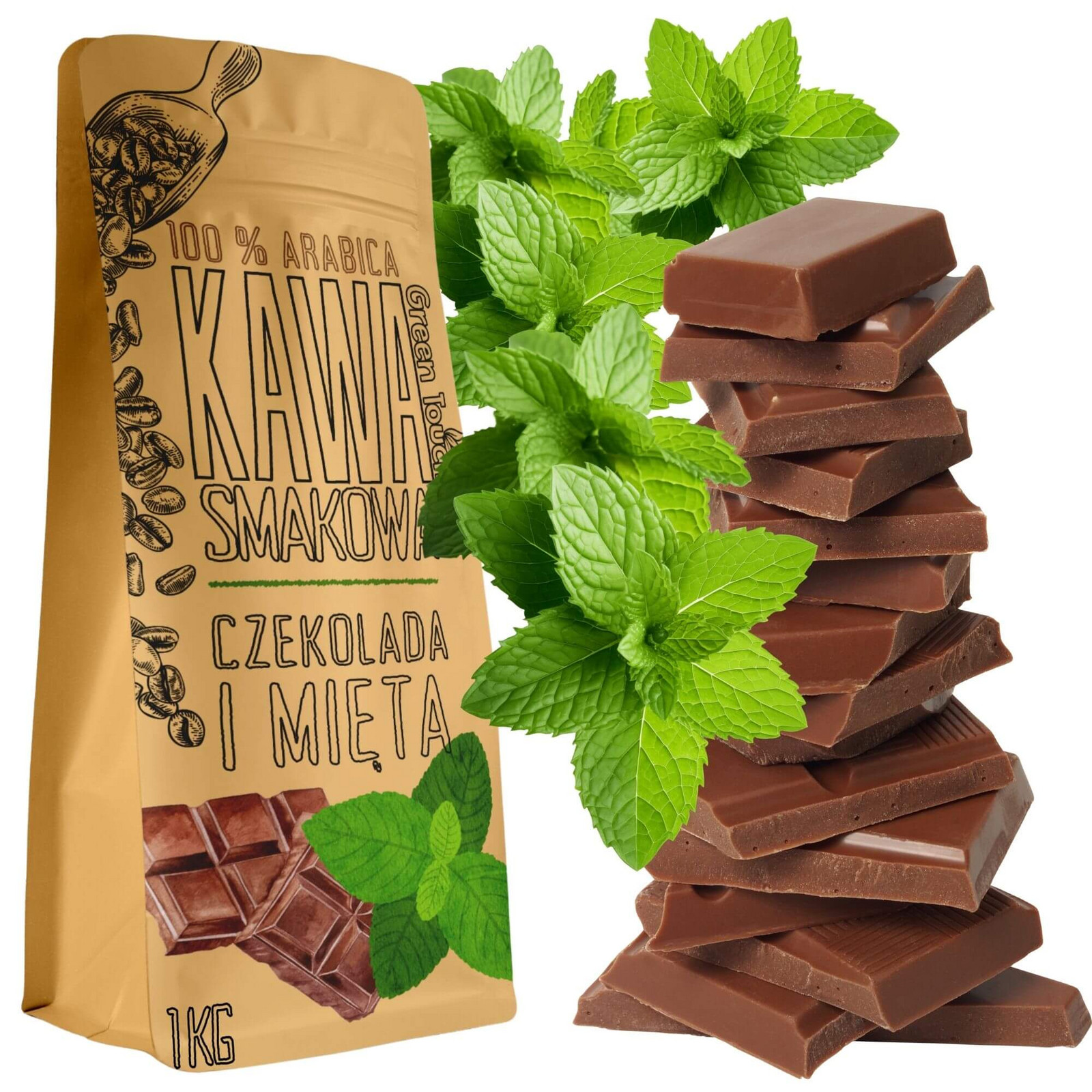 Káva Zrnková Čokoládově Mátová máta v čokoládě 1 kg Green Touch