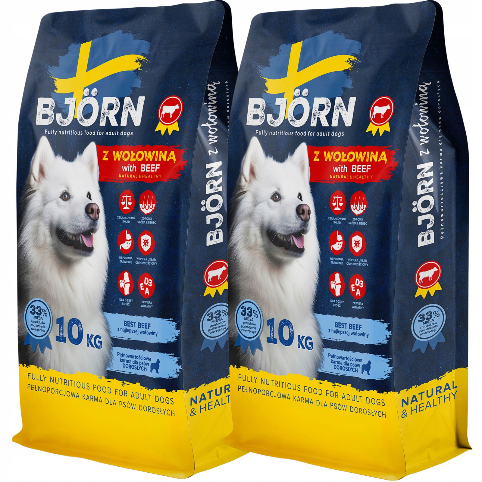 Suché Krmivo Pro Psa Bjorn 2X10KG Z Hovězího Masa 33% Masa Bohaté Na Bílkoviny 20 kg