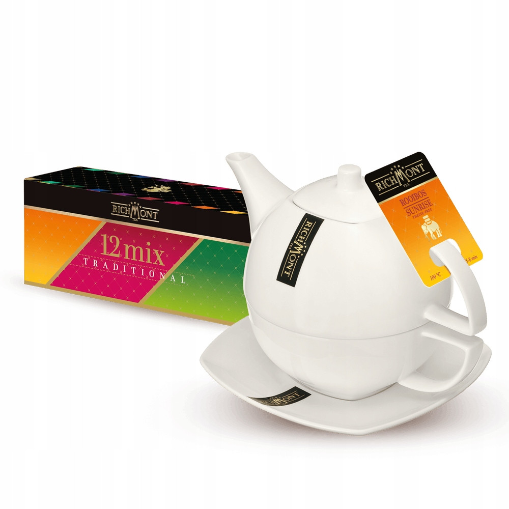 Sada Richmont Porcelánová konvice šálek a 12 ks ovocných čajů