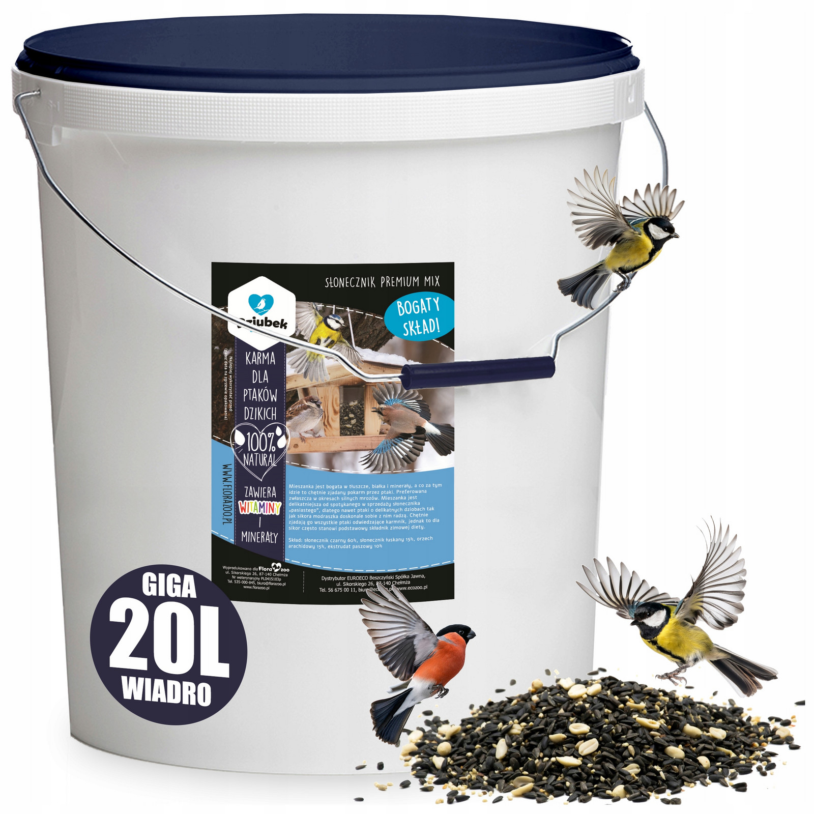 Slunečnice Černá Loupaný Ořech Zrno Krmivo Krmná Směs Pro Volně Žijící Ptáky 20L