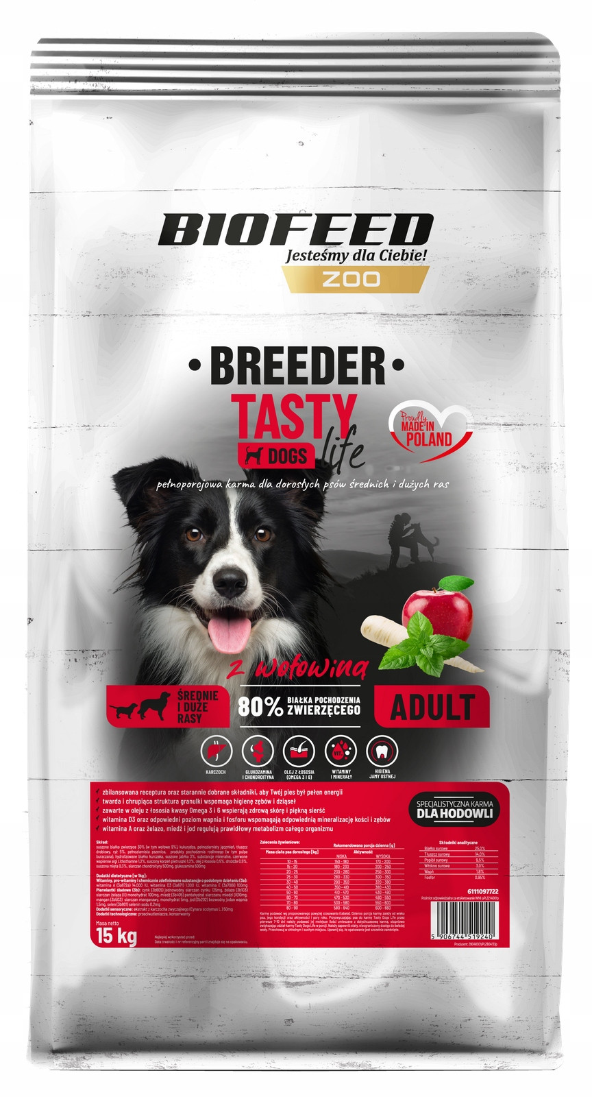 BioFeed krmivo suché hovězí maso 15 kg Dárek Lososový olej