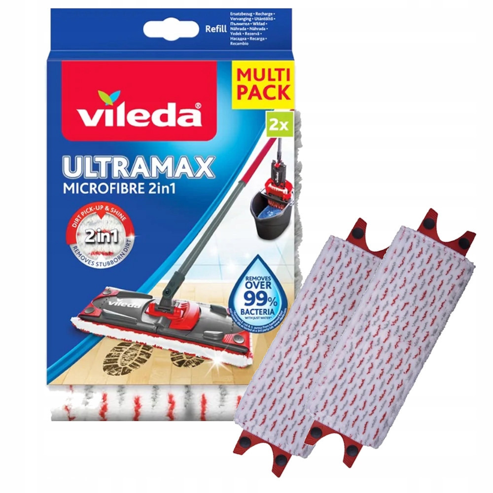 Vileda Mop Návlek Náplň plochého mopu Ultramat Ultramax Turbo 2 Kusy