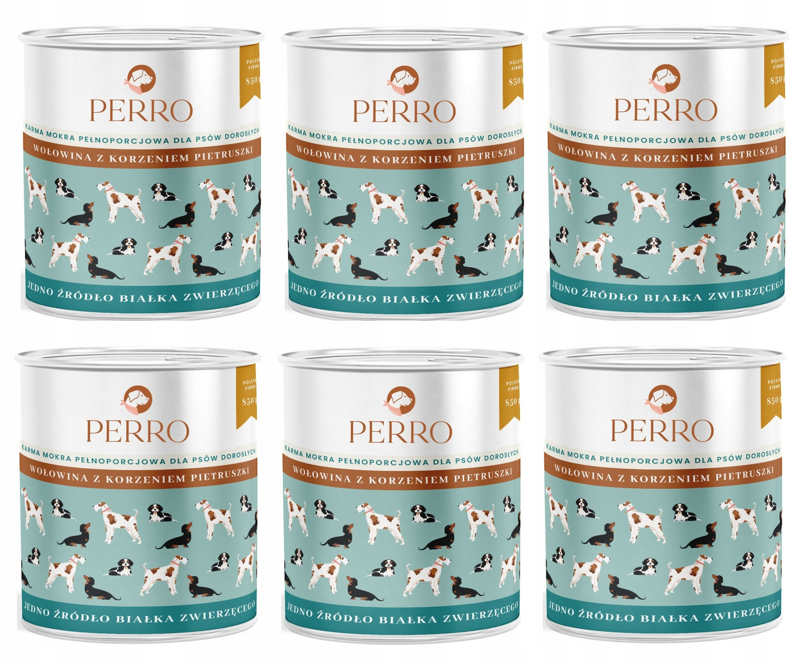 Perro Monoproteinové Krmivo Mokré Hovězí s Petrželkou 6x850g pro Psa