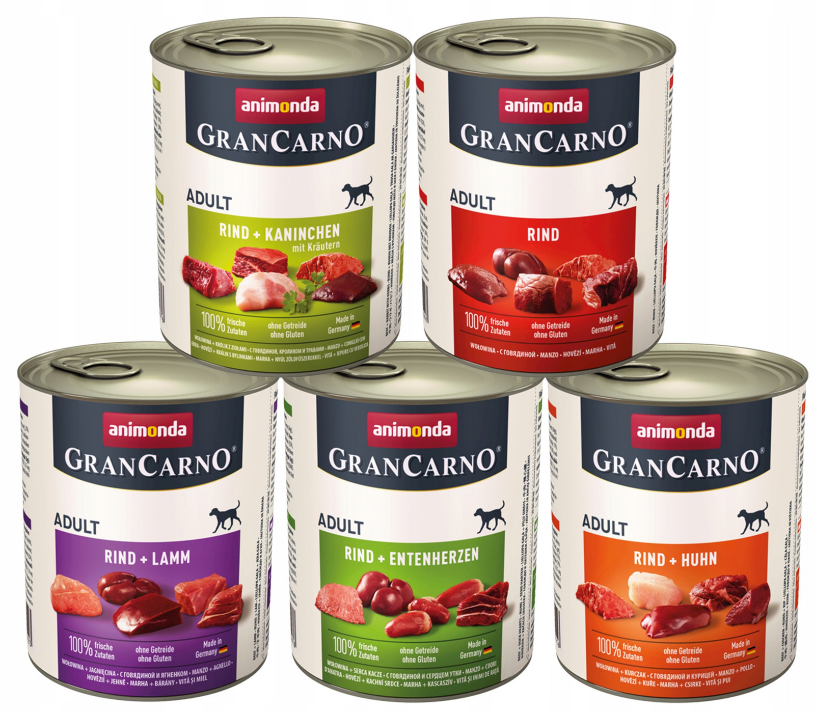 Animonda GranCarno Adult MIX 5 příchutí Hovězí Bez Vepřového Masa 5x800g