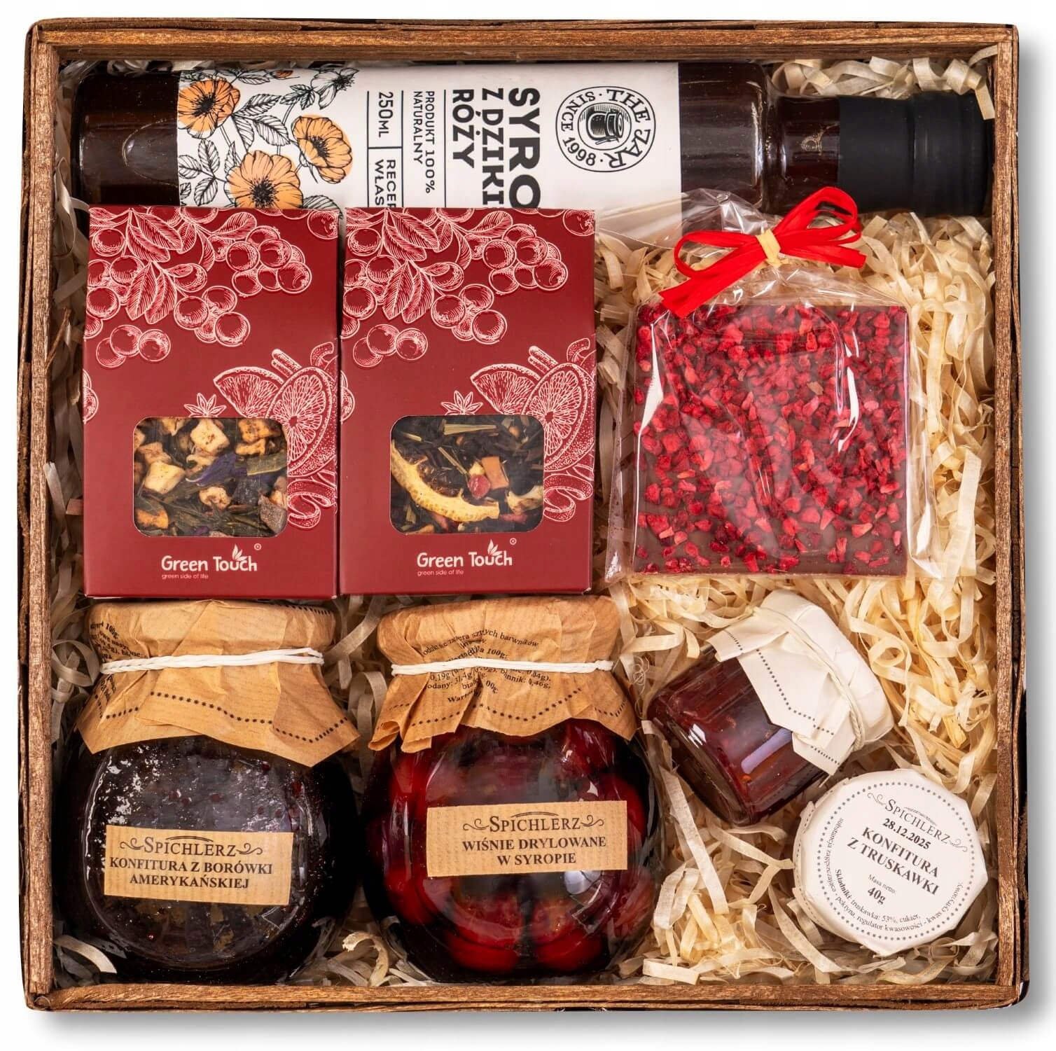 Dárkový Koš suvenýr čokoláda ovoce džemy čaje přírodní sirup