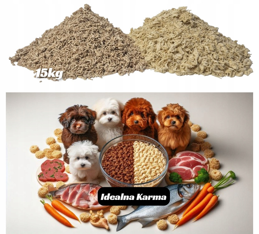 15 kg Čisté instantní těstoviny pro psa Smíšené pšeničné jednorázové