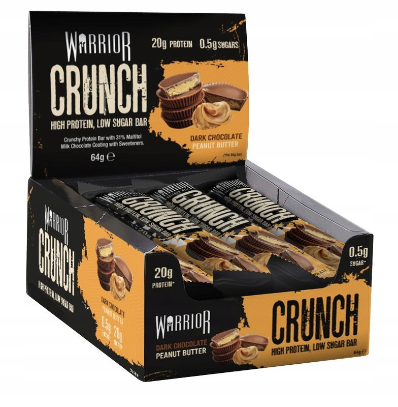 Warrior Crunch Bar, hořká čokoláda arašídové máslo 12 tyčinek